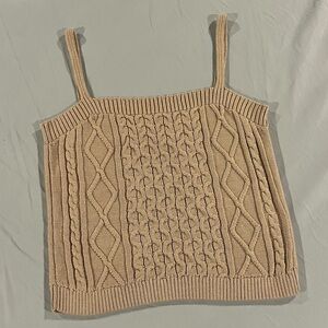 Anthropologie Cable Knit Tan Tank Top size Large in excellent condition